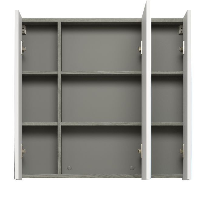 Armoire murale grise avec 3 portes miroir Touka 80 cm - Photo n°5