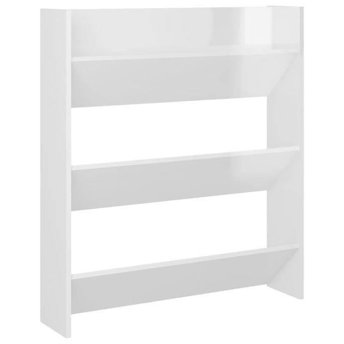 Armoires à chaussures murales 2 pcs Blanc brillant 80x18x90 cm - Photo n°5