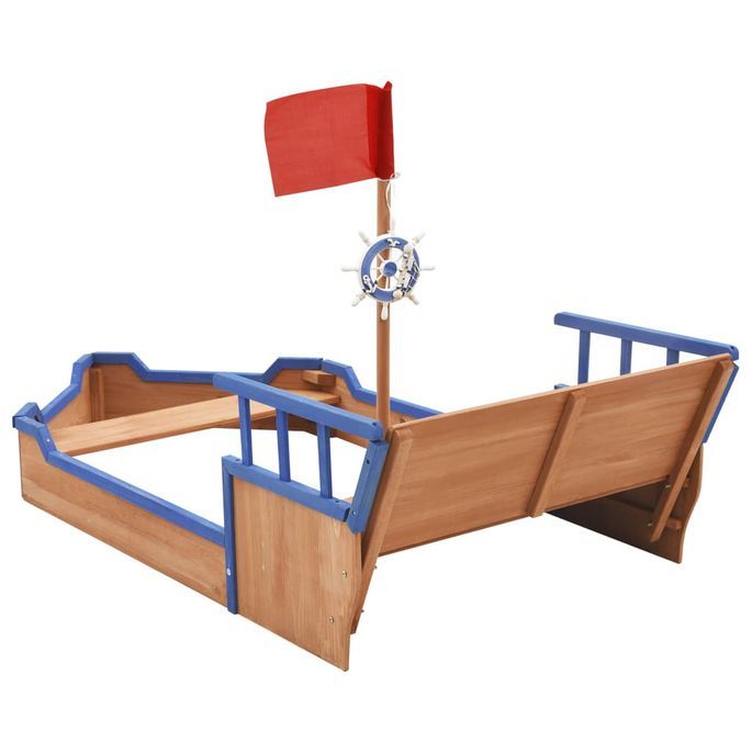 Bac à sable bateau pirate Bois de sapin 190x94,5x136 cm - Photo n°5