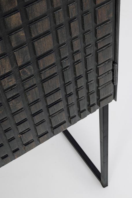 Bahut 2 portes acier et bois de manguier noir Dody 90 cm - Photo n°5