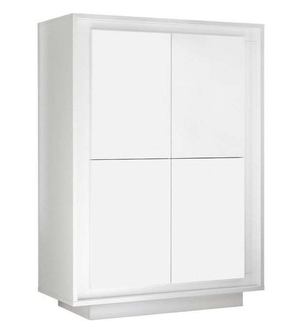 Bahut 4 portes bois laqué blanc brillant Mafer L 106 cm - Photo n°1