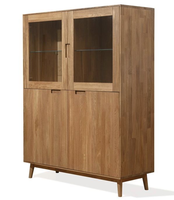 Bahut avec vitrine en bois de chêne massif Kundy - Photo n°3