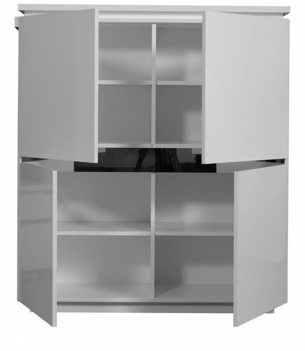 Bahut haut lumineux 4 portes bois laqué blanc Kela - Photo n°3