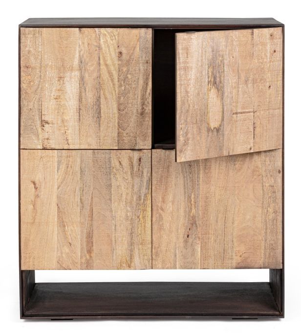 Bahut en bois de manguier bicolore 4 portes Gerty L 100 cm - Photo n°3
