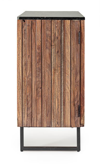 Bahut en bois d'acacia marron et noir 2 portes Nora L 85 cm - Photo n°7