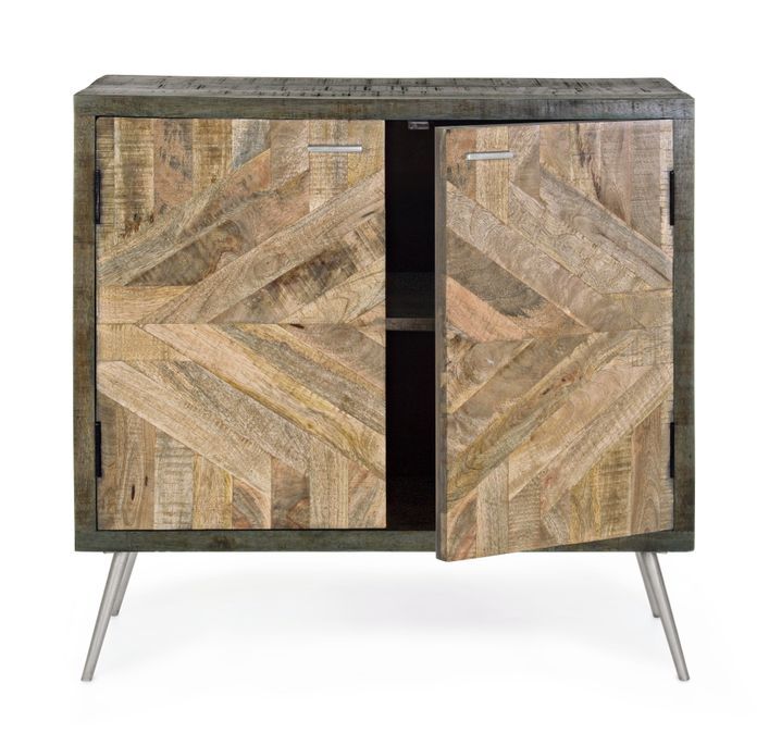 Bahut en bois naturel foncé et clair 2 portes Naty L 85 cm - Photo n°5