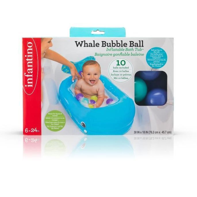 Baignoire gonflable INFANTINO Baleine - Balles de jeu et thermetre intégré - 76 x 45 cm - Photo n°1