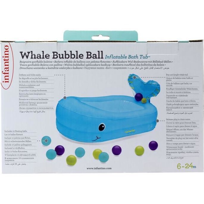 Baignoire gonflable INFANTINO Baleine - Balles de jeu et thermetre intégré - 76 x 45 cm - Photo n°3