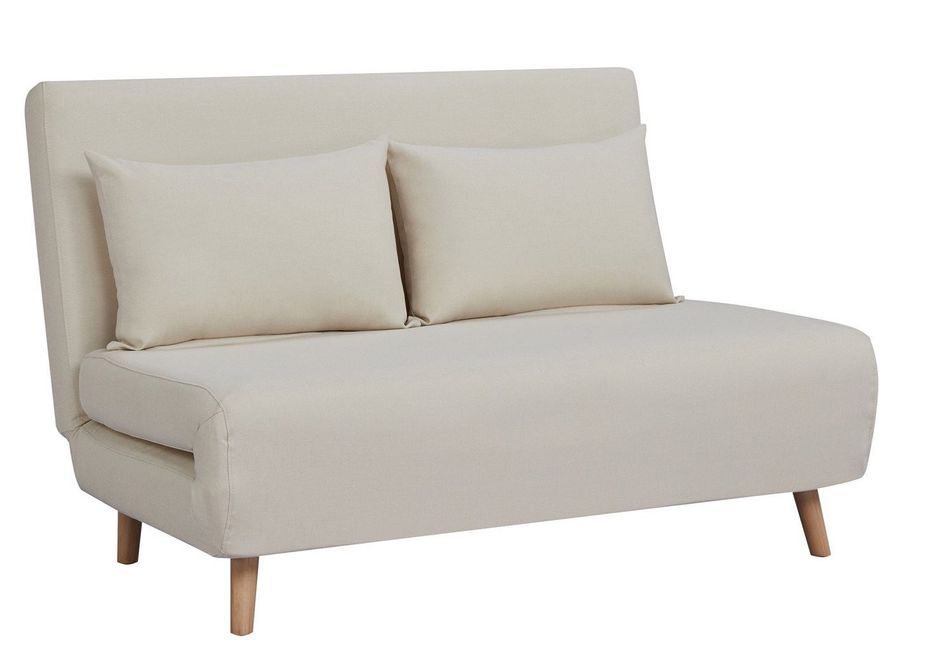Banquette lit convertible 2 places tissu crème Bibao - Photo n°1