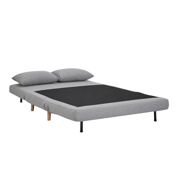 Banquette lit convertible 2 places tissu gris clair Bibao - Photo n°6