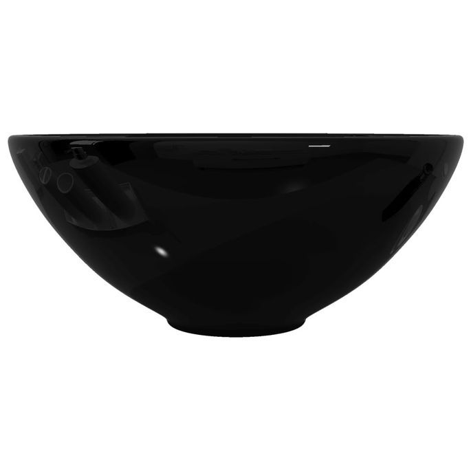 Bassin d'évier rond céramique Noir pour salle de bain - Photo n°1