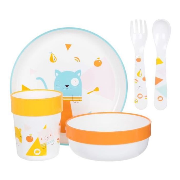 Bebe Confortset Repas Domino Assiette Bol Verre Cuillere Fourchette Plastique Lestendances Fr