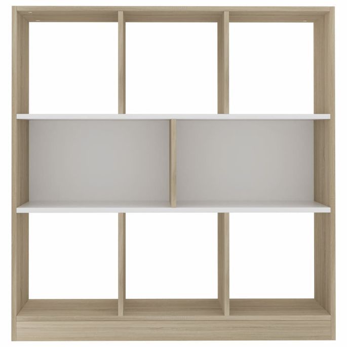 Bibliothèque Blanc et chêne sonoma 97,5x29,5x100 cm - Photo n°3