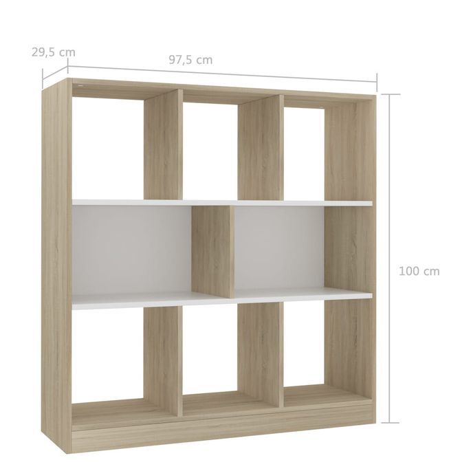 Bibliothèque Blanc et chêne sonoma 97,5x29,5x100 cm - Photo n°5