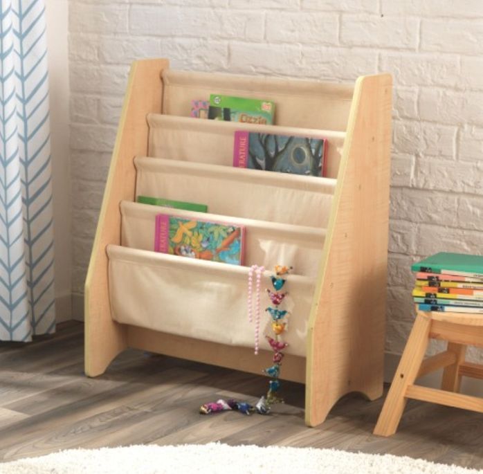 KidKraft 14221 Porte livres en bois et tissu chambre enfant coloris naturel meuble de rangement 