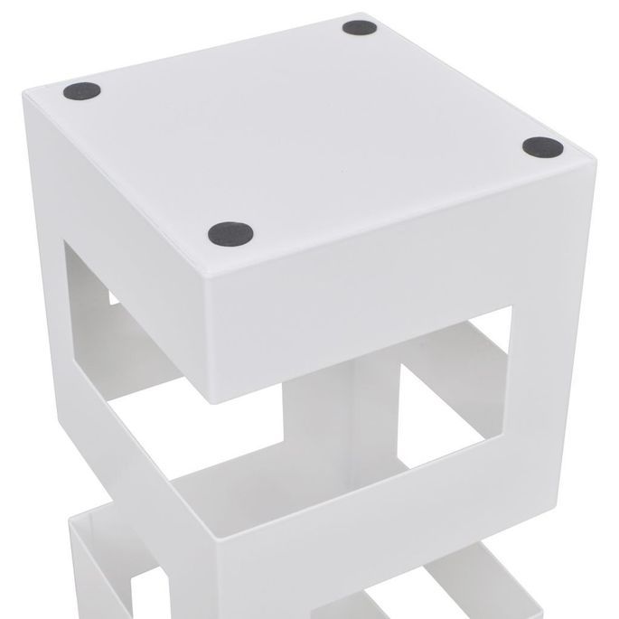 Blanc Carré Porte-parapluie Stockage pour cannes bâtons Acier 48,5 cm - Photo n°4