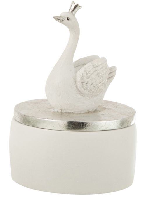 Boîte cygne en résine blanc et argent Many D 8 cm - Photo n°1