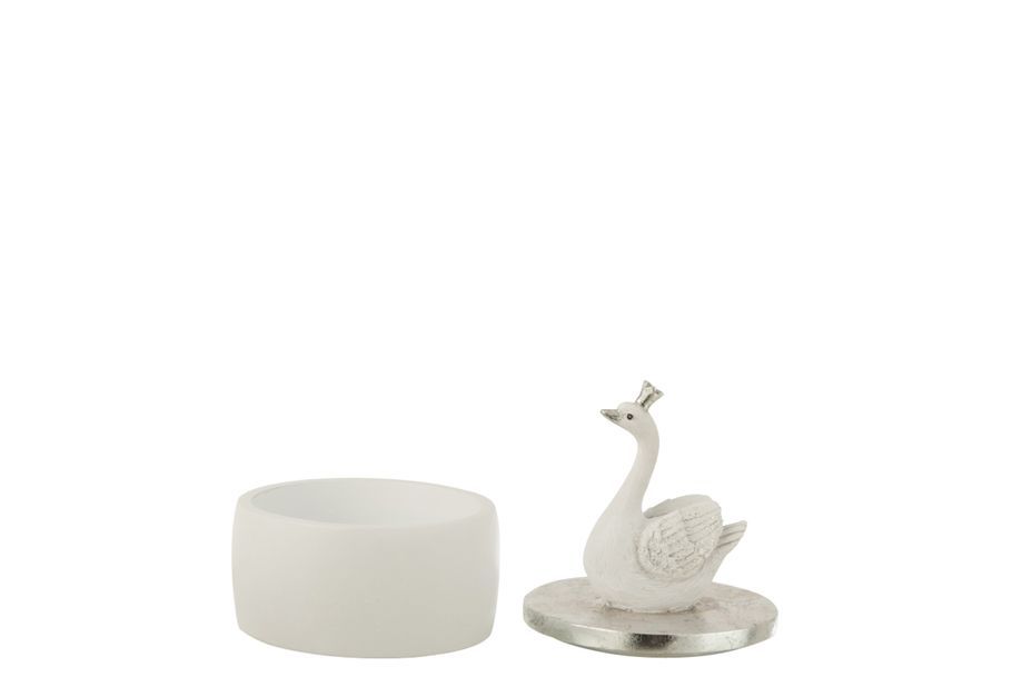 Boîte cygne en résine blanc et argent Many D 8 cm - Photo n°4