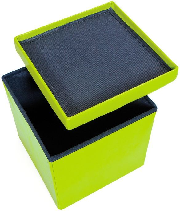 Boîte de rangement pliable simili cuir vert Santy - Photo n°2