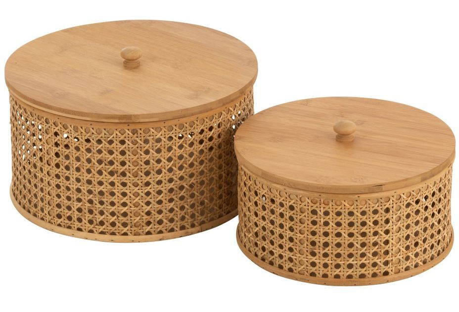 Boîte de rangement rotin massif clair Dano - Lot de 2 - Photo n°1