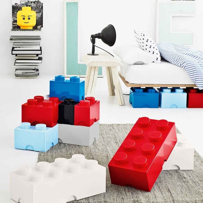 Brique Boite de rangement Lego empilable Bleu / Rouge