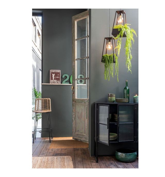 Buffet 4 portes métal noir et verre Verde L 120 cm - Photo n°8