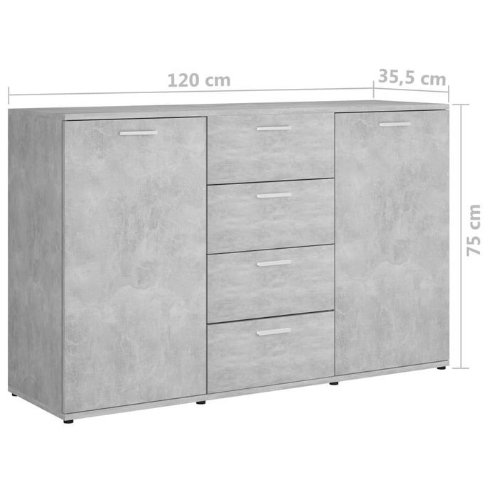 Buffet effet béton 2 portes et 4 tiroirs Vendôme 120 cm - Photo n°7