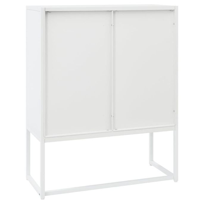 Buffet haut Blanc 80x35x100 cm Acier - Photo n°8