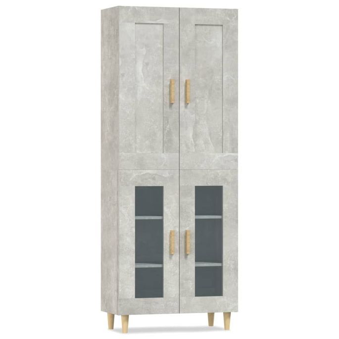 Buffet haut Gris béton 69,5x34x180 cm Bois d'ingénierie 7 - Photo n°1