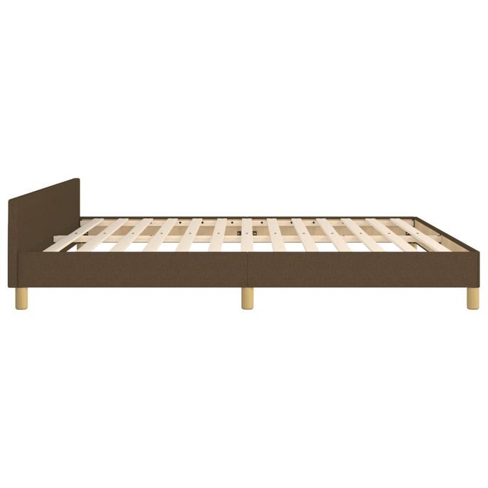 Cadre de lit avec tête de lit Marron foncé 180x200 cm Tissu - Photo n°7