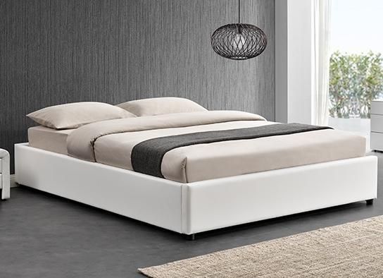 Cadre de lit simili blanc avec rangement Studi 160 - Photo n°6