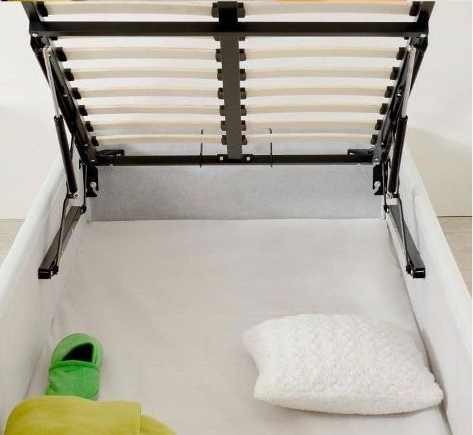 Cadre de lit simili blanc avec rangement Studi 90 - Photo n°3