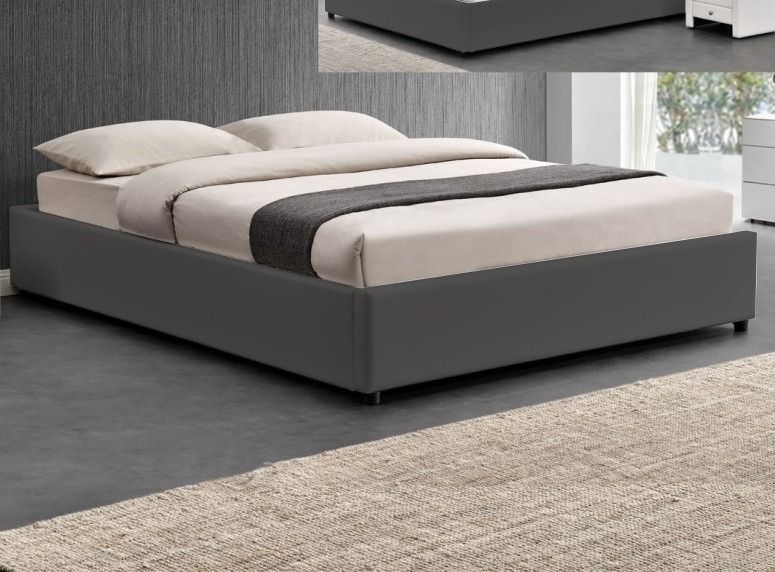 Cadre de lit simili gris avec rangement Studi 140 - Photo n°3