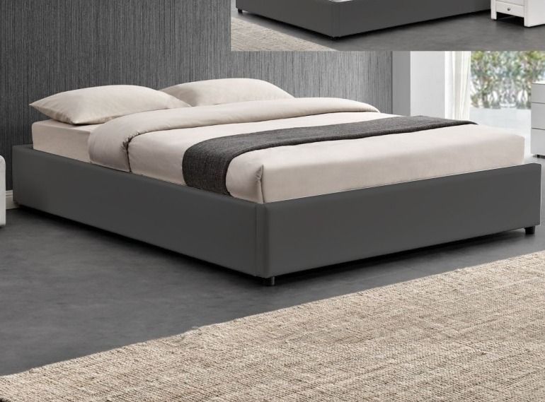 Cadre de lit simili gris avec rangement Studi 160 - Photo n°2