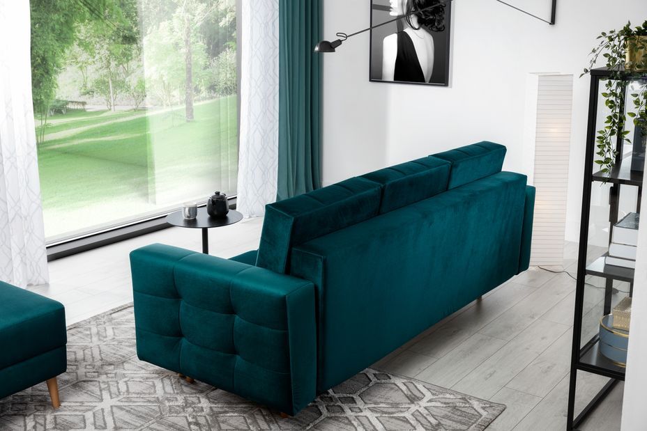 Canapé 3 places convertible matelassé simili cuir beige clair Anska 235 cm - Photo n°10