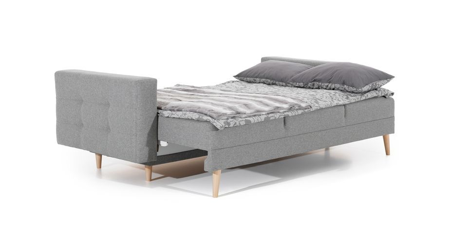 Canapé 3 places convertible matelassé simili cuir beige clair Anska 235 cm - Photo n°16
