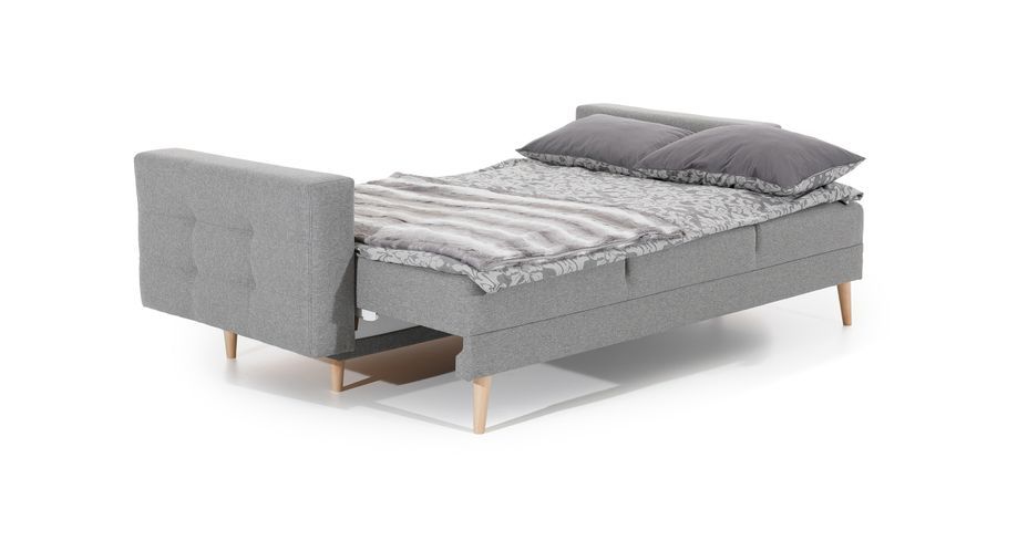 Canapé 3 places convertible matelassé simili cuir beige clair Anska 235 cm - Photo n°17