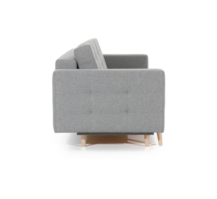 Canapé 3 places convertible matelassé simili cuir beige clair Anska 235 cm - Photo n°18