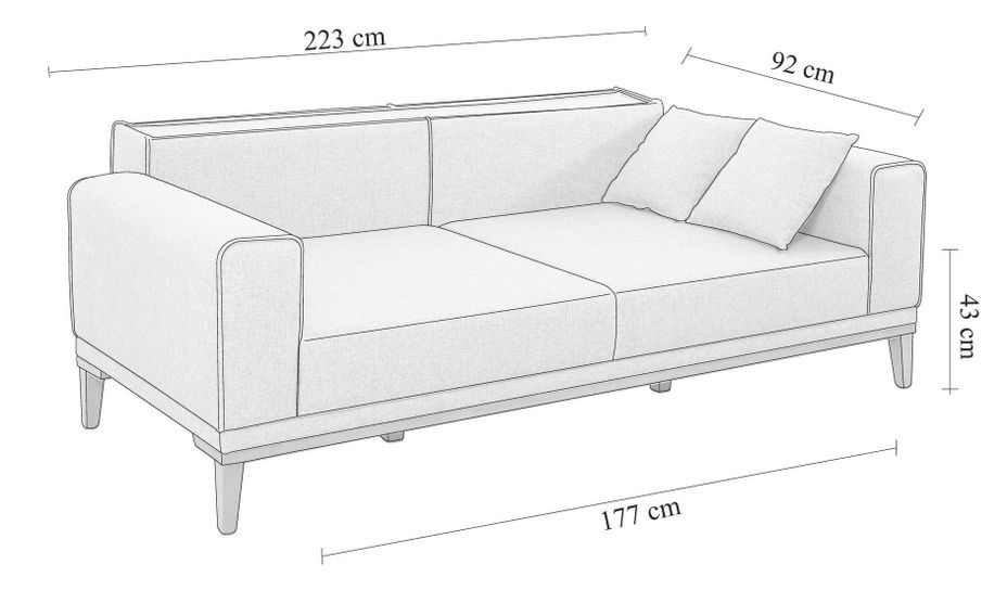 Canapé 3 places convertible tissu beige clair Brika 223 cm - Photo n°9