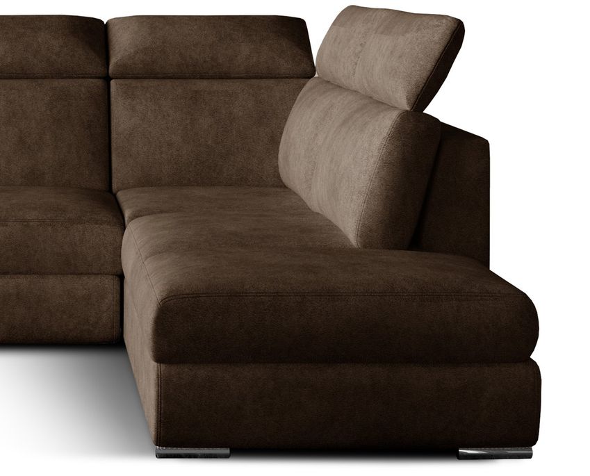 Kathy Home - Canapé angle droit convertible tissu marron avec appuis