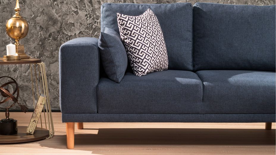 Canapé angle droit tissu bleu foncé Zendy 235 cm - Photo n°4