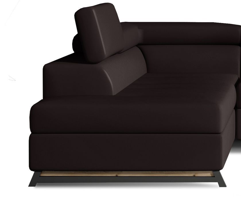 Canapé angle gauche convertible simili cuir marron avec têtières réglables Nikos 265 cm - Photo n°3