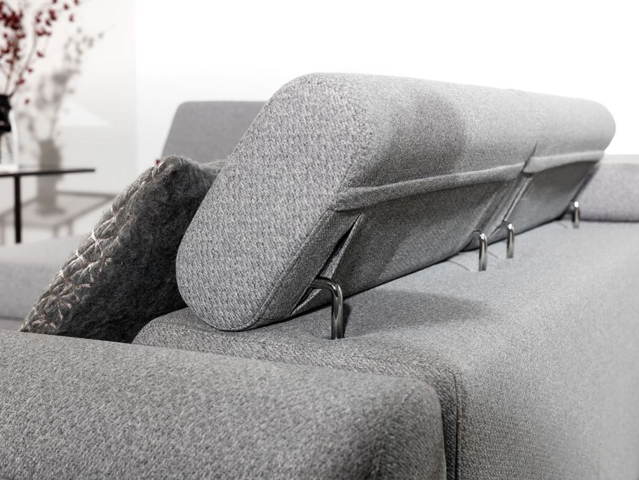 Canapé angle gauche convertible simili cuir marron avec têtières réglables Nikos 265 cm - Photo n°9