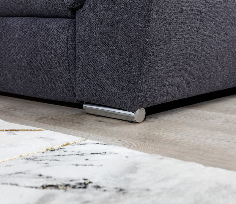 Canapé angle gauche convertible tissu gris clair chiné avec appuis-tête réglables Kepita 260 cm - Photo n°8
