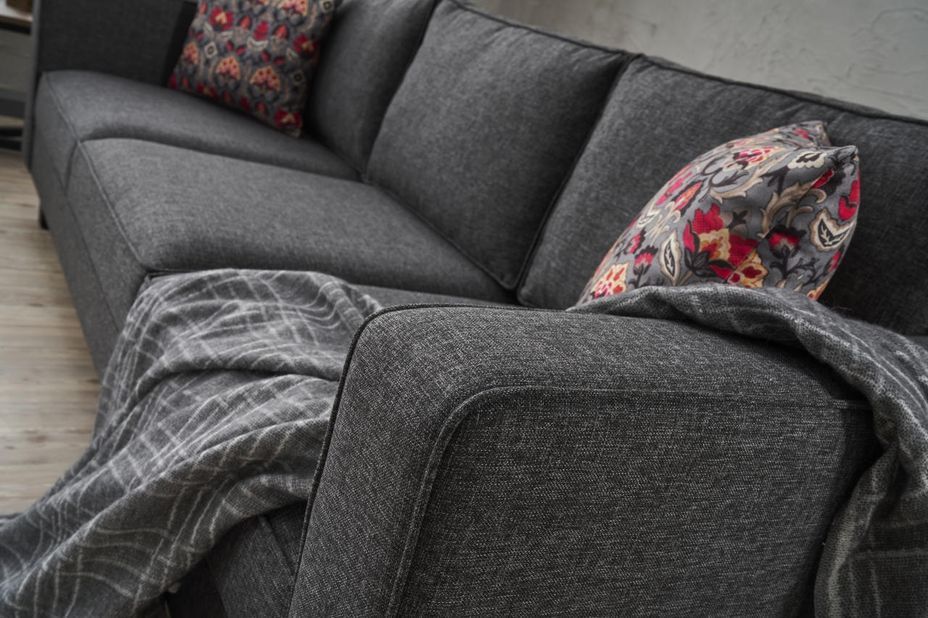 Canapé classique 3 places tissu anthracite Kalena 222 cm - Photo n°5