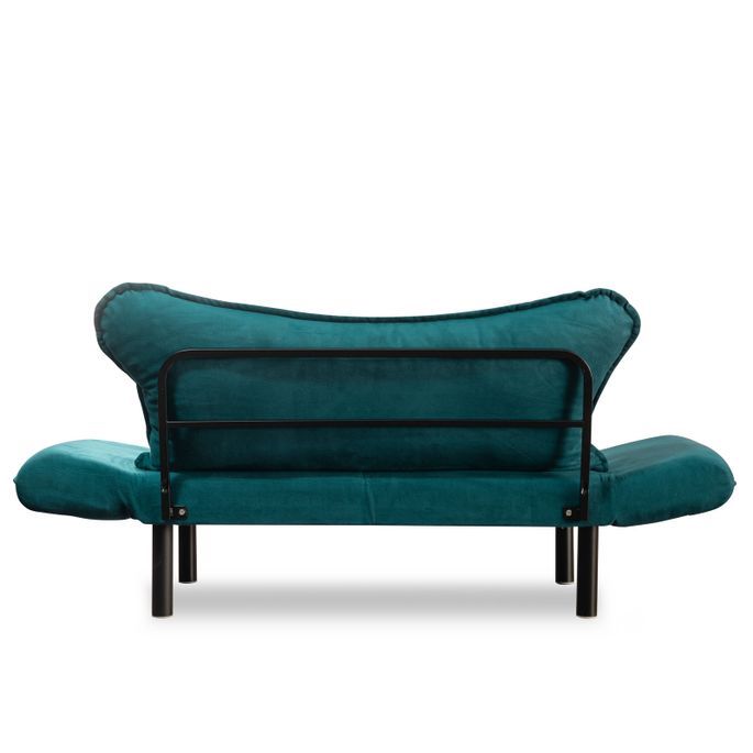 Canapé convertible 2 places tissu bleu canard Kalos 140 cm - Photo n°6