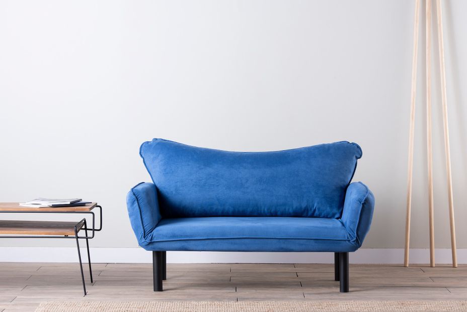 Canapé convertible 2 places tissu bleu Kalos 140 cm - Photo n°3