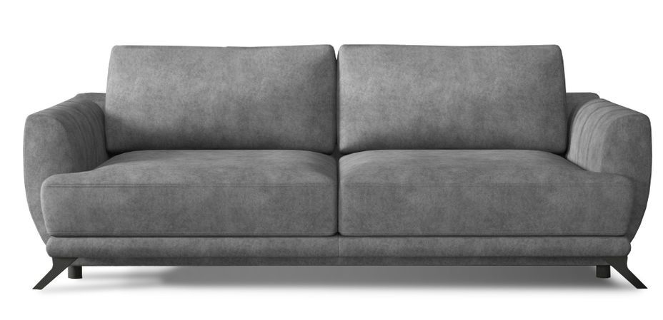 Canapé convertible 3/4 places tissu beige et pieds métal noir Zora 250 cm - Photo n°1