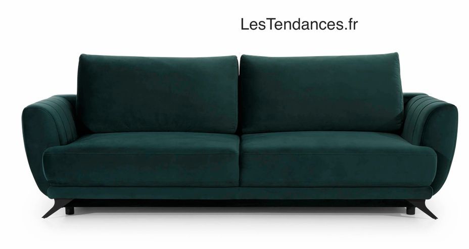 Canapé convertible 3/4 places tissu beige et pieds métal noir Zora 250 cm - Photo n°7