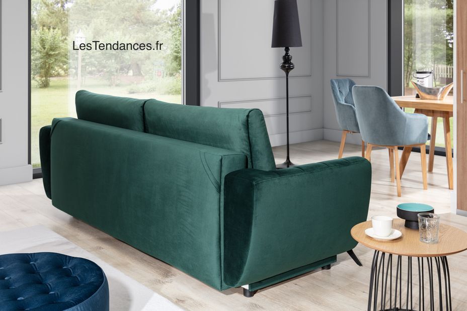 Canapé convertible 3/4 places tissu beige et pieds métal noir Zora 250 cm - Photo n°15